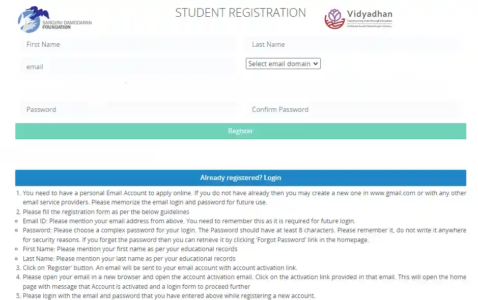 Register for Vidyadhan Scholarship